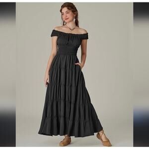 Scarlet Darkness Black Tiered Maxi Milk Maid Dark Cottagecore Dress Size 2X